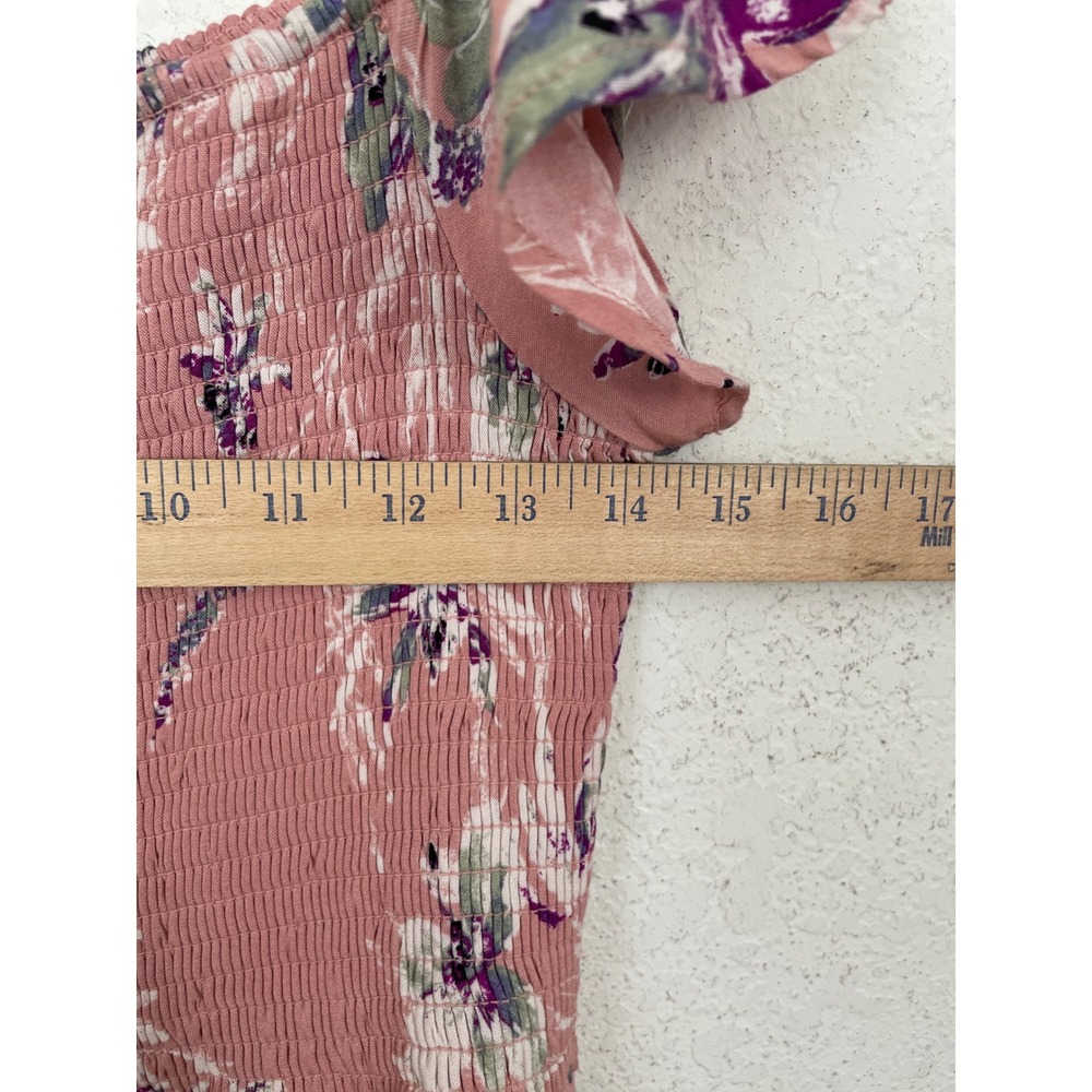 Xhilaration Women's Floral Smocked Maxi Dress Pockets Blush Pink Large - Picture 6 of 9